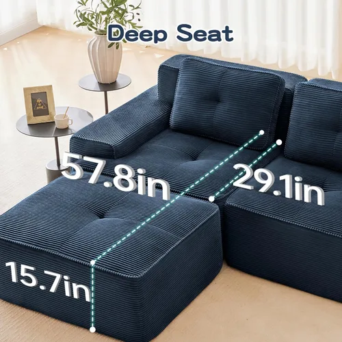 Miniatura 4 de Sofás modulares sin hueso de 152.8 pulgadas para sala de estar, sofá modular con diván en forma de L, cómodo asiento profundo tapizado de tela