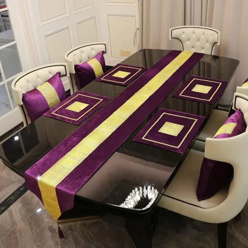 Miniatura 13 de Juego de 2 manteles individuales de Navidad, manteles individuales para mesa de comedor, lentejuelas doradas, diamantes de imitación, color negro