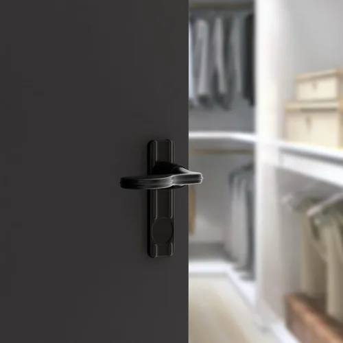 Miniatura 8 de Brixwell Juego de pestillo de palanca negro con cerradura nocturna para puerta de 5/8 a 1-3/8 pulgadas, mango de aluminio reversible, 2-1/2 pulgadas