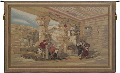 Charlotte Home Furnishings - Tapiz europeo Temple Of Ptolemy IV, 40 x 26 pulgadas, algodón/viscosa/poliéster