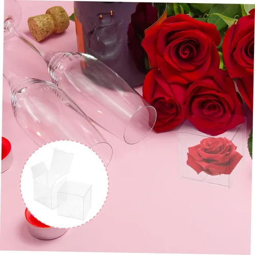 Miniatura 9 de Luxshiny Caja de regalo de 50 unidades, cajas de regalo transparentes para cupcakes, macarrones, dulces, cajas de plástico transparente para bodas
