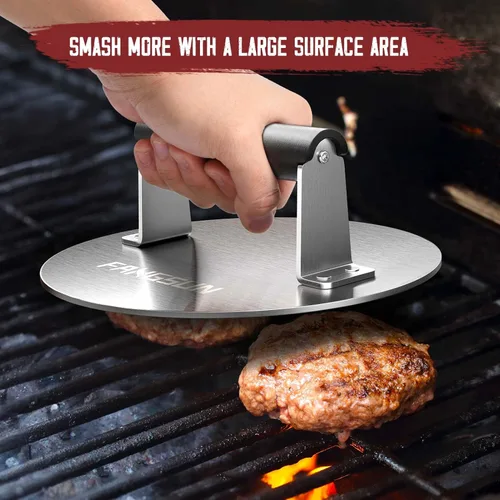 Miniatura 3 de FANGSUN - Prensa para tocino para plancha, prensa de parrilla de acero inoxidable, prensa de hamburguesa de 8.5 pulgadas resistente con mango