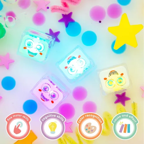 Miniatura 7 de Nuevo juguete de baño Glo Pals activado por agua con 6 cubos luminosos reutilizables para juego sensorial (Party Pal)