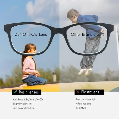Miniatura 6 de ZENOTTIC Lentes de bloqueo de luz azul para niños, paquete de 2 lentes antirreflejos, lentes ligeros para computadora para niños y niñas Negro