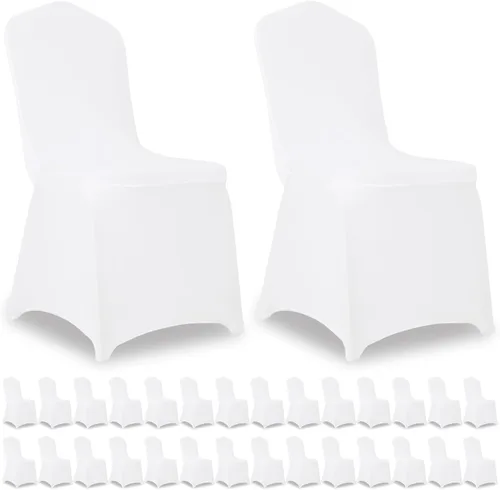 Miniatura 8 de 1 paquete de fundas elásticas negras para sillas de poliéster, elastano, universales, lavables, extraíbles, para bodas, banquetes, eventos, fiestas