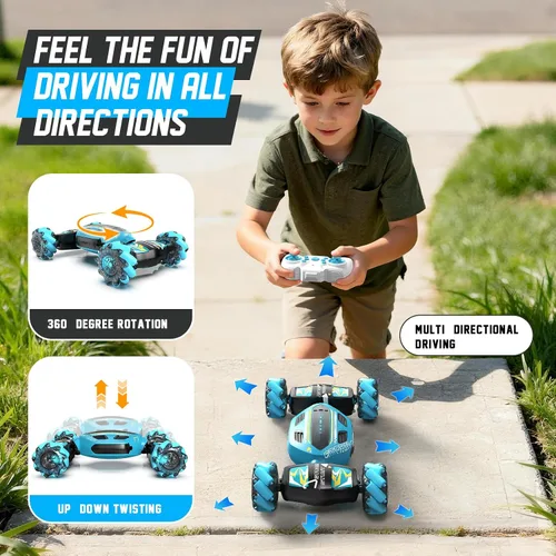 Miniatura 5 de Auto de acrobacias RC con detección de gestos para niños de 8 a 12 años, juguete de regalo para niños, control remoto 4WD, rotación de 360°