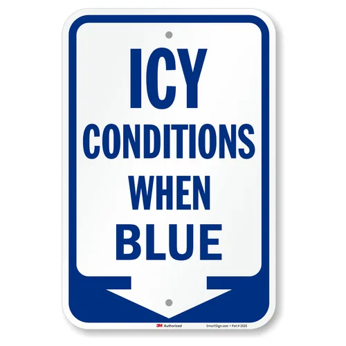 Miniatura 12 de Señal de alerta de hielo SmartSign - 12 x 7 pulgadas, indicador sensible a la temperatura de montaje universal con soporte de sección posterior, Kit