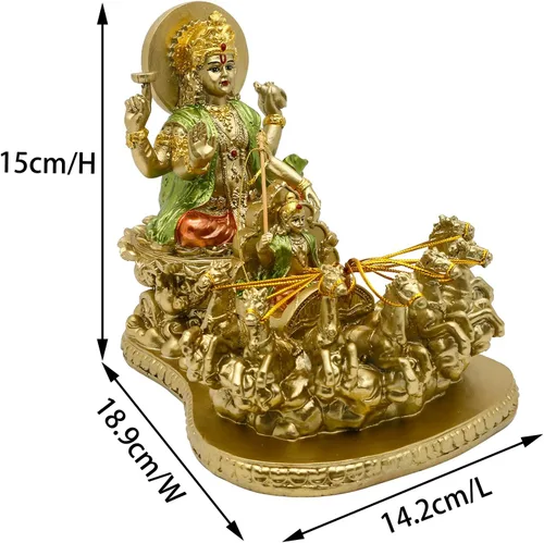 Miniatura 5 de Escultura hindú Dios Señor Surya-Sun – India Regalos religiosos Artesanía Dios Suryadev Figura Hinduismo Murti Hogar Mandir Templo Altar Pooja