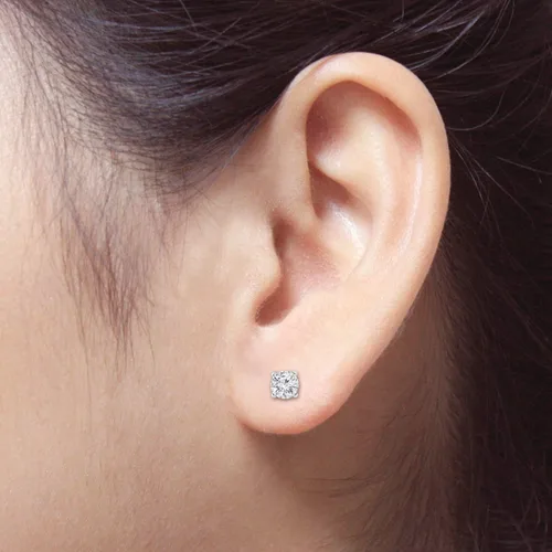 Miniatura 4 de Diamond Wish - Pendientes redondos de oro de 14 quilates (0,15 0,25 quilates, G-H, SI1-SI2) con 4 puntas y tornillos