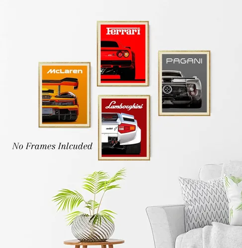 Miniatura 3 de Pósters modernos de autos clásicos de superdeportivos, 11"x14" - Decoración de pared de autos deportivos, pósters de lienzo de carreras geniales