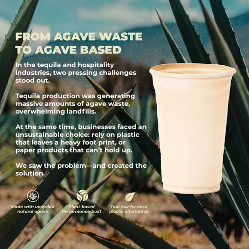Miniatura 3 de Vasos de Fibra de Agave Dulce de The Sustainable Agave Company, 12 oz, 50 Unidades, a Base de Plantas, Hechos con Materiales Reciclados, Beige