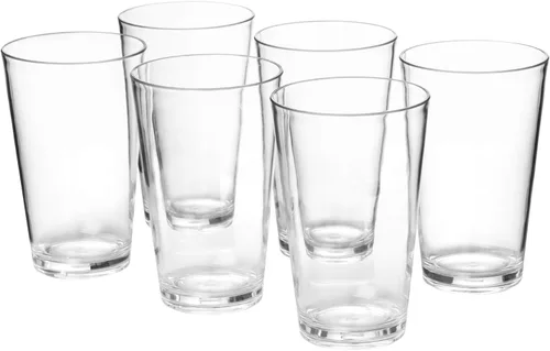 AOYITE Vasos de plástico de 18 onzas para jugo de agua, aptos para lavavajillas, sin BPA, juego de 6 vasos de alta calidad