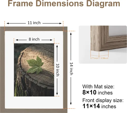 Miniatura 3 de TONES FRAME DESIGN Marco de Fotos de 5x7 Enmarcado para 4x6 Acabado de Chapa de Madera Natural Marco de Fotos de Madera de 5 x 7 con Plexiglás Marco