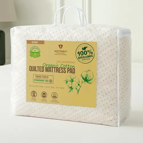 Miniatura 12 de Protector de Colchón Orgánico Impermeable de Lujo Queen - Funda de Almohadilla de Colchón Transpirable de Algodón Orgánico - Comodidad Premium