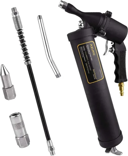 AZUNO Pistola de grasa neumática, pistolas de grasa de compresor de aire de servicio pesado de 6000 PSI con manguera flexible (pistola de grasa