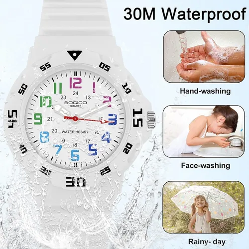 Miniatura 3 de Reloj analógico para niños, resistente al agua, para enseñar el tiempo, para niños y niñas, correa suave para aprender