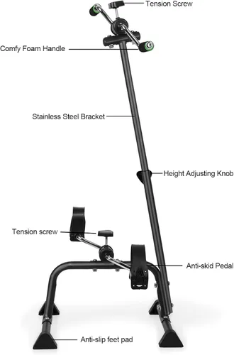 Miniatura 9 de Ejercitador de pedales, bicicleta, mano, brazo, pierna y rodilla, equipo de fitness ajustable para personas mayores, bicicleta de ejercicio