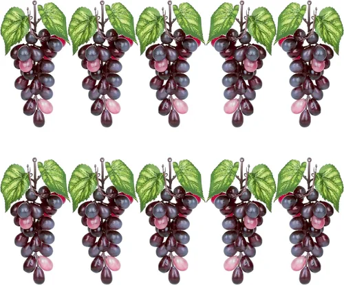 Miniatura 14 de 5 racimos de uvas falsas de goma, paquetes de uva falsa para el hogar, casa, cocina, fiesta, boda, fotografía, decoración, color negro