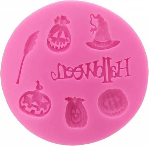Miniatura 5 de Moldes de silicona reutilizables de grado alimenticio para Halloween, forma de escoba de calabaza con forma de casquillo de bruja, antiadherente
