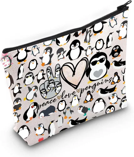 Miniatura 7 de LEVLO Pingüinos divertidos cosméticos maquillaje bolsa de regalo amante de los animales paz amor pingüinos maquillaje cremallera bolsa de pingüinos