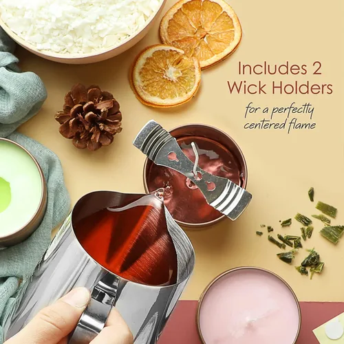 Miniatura 5 de Hearth & Harbor - Cera de soja para hacer velas, cera de soja natural para hacer velas, bolsa de 5 libras con suministros, 100 mechas de vela