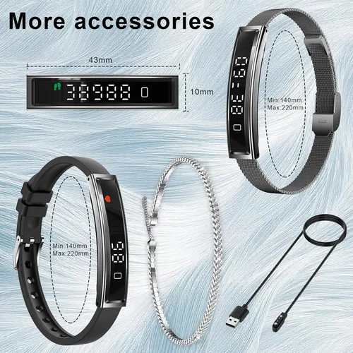 Miniatura 8 de Reloj inteligente para mujeres y hombres, pulsera inteligente ultraligera con monitor de frecuencia cardíaca/oxígeno en sangre/sueño/podómetro