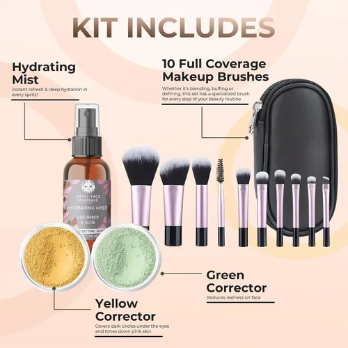 Miniatura 2 de Kit de maquillaje mineral de tamaño completo, set de base mate, Beige