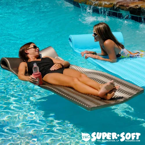 Miniatura 7 de TRC Recreation Serenity 1.5” Thick Vinyl Coated Foam Swimming Pool Float Mat Adult Lounger with Built-in Roll Pillow bronce