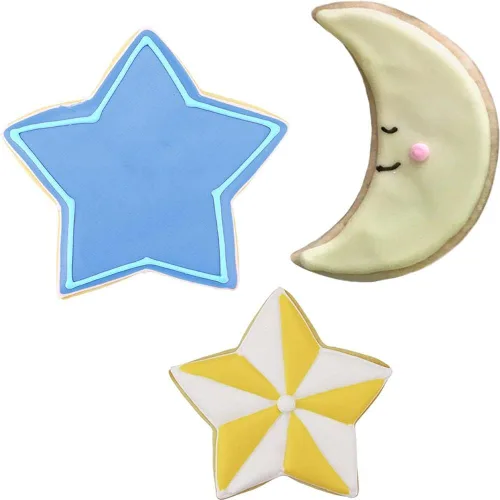 Miniatura 3 de Ann Clark - Cortadores de galletas celestiales de luna creciente y estrellas, juego de 3 piezas, fabricado en Estados Unidos