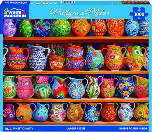 Miniatura 2 de White Mountain Rompecabezas de 1000 piezas con diseño de jarrón colorido con piezas grandes, regalo para adultos y familia, 24 x 30 pulgadas, bonito