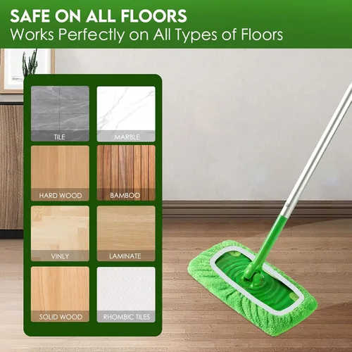 Miniatura 5 de Almohadillas de fregona reutilizables compatibles con trapeador Swiffer Sweeper - Paños de barrido seco y paños húmedos para limpieza del hogar
