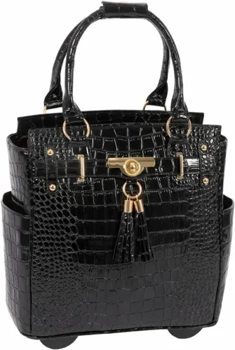 Miniatura 9 de JKM & Company Bolsa con ruedas para laptop para mujer, maletín con ruedas de diseño, se adapta a portátiles de 13 a 17 pulgadas, estuche para Marrón