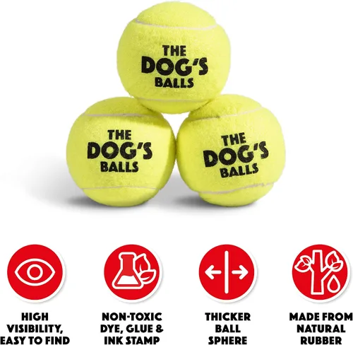 Miniatura 6 de The Big Dog's Balls - Pelotas de tenis para perros grandes, color amarillo, paquete de 3, pelotas de fieltro no abrasivas, núcleo de goma
