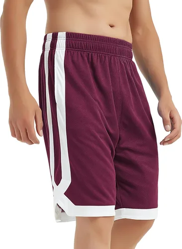 Miniatura 20 de TopTie Pantalones cortos de baloncesto de malla de 7 pulgadas con bolsillos para hombre, pantalones cortos deportivos activos de 2 tonos, pantalones