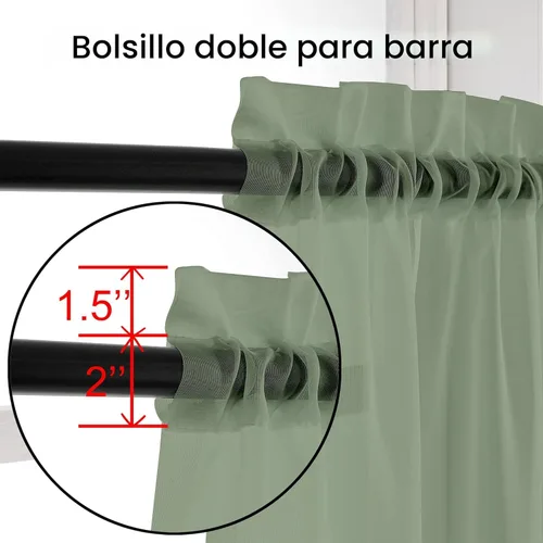Miniatura 3 de OVZME Cortinas traslúcidas, ligeras, suaves, para estudio, sala de estar y dormitorio, juego de 2 paneles, 42 pulgadas de ancho x 84 pulgadas