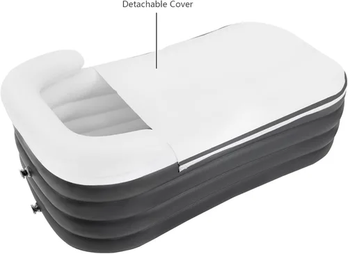 Miniatura 5 de Bañera plegable portátil de pie, inflable unisex para ducha caliente y baño de hielo (50.84 x 32.28 x 22.44 pulgadas, gris)