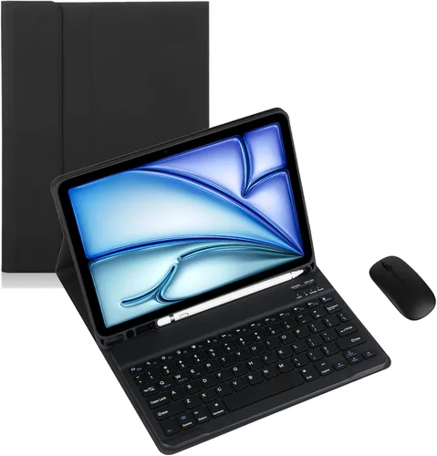 Miniatura 22 de Funda de teclado para tableta Samsung Galaxy Tab A8 X200/X205 de 10.5 pulgadas, cubierta protectora de teclado con soporte multiángulo, borde de Azul