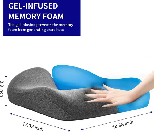 Miniatura 3 de SupremeComfort X-Large - Cojín de asiento de espuma de alta densidad con gel para silla de oficina, silla de cocina, asientos de coche - Eleve su
