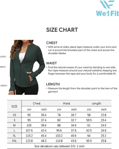 Miniatura 7 de We1Fit Chaqueta de protección solar UPF 50+ para mujer, sudadera con capucha para senderismo, correr, atlética