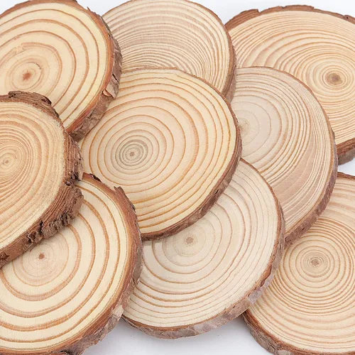Miniatura 3 de ZOENHOU 30 piezas de rebanadas de madera natural de 3.5 a 4 pulgadas, kit de madera sin terminar de 2/5 pulgadas de grosor, manualidades con corteza