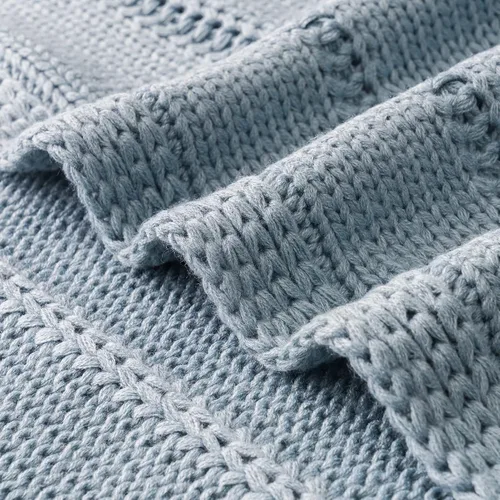 Miniatura 3 de RECYCO Manta de punto trenzado azul para sofá, súper suave, cálida y acogedora, manta de punto decorativa de 2.3 libras para cama, sofá, silla, 50 x