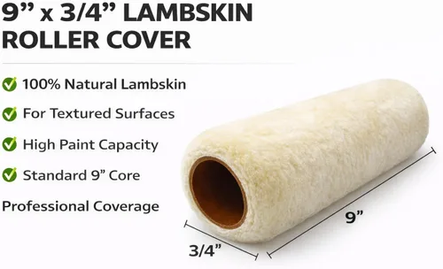 Miniatura 2 de Tru-Lamb - Rodillo de pintura profesional de piel de cordero 100% natural (9 x 3/4 pulgadas, paquete de 3)