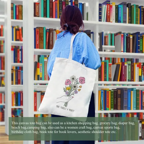 Miniatura 4 de Andeiltech - Bolsa de lona para mujer, con diseño de gato bonito y estética, bolsas reutilizables para compras y comestibles, con bolsillo
