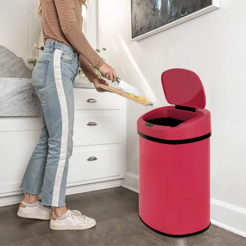 Miniatura 6 de Bote de basura automático de acero inoxidable de 13.2 galones con sistema de control de olores, sensor de movimiento semicircular sin tacto de 50