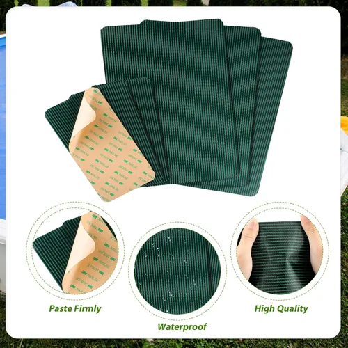 Miniatura 4 de TOYMIS Parches de protección para piscina de 12 x 8 pulgadas / 4 x 8 pulgadas, de malla verde, autoadhesivos, kit de reparación para cubiertas