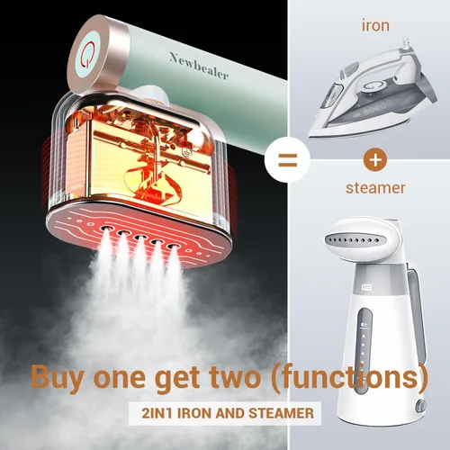 Miniatura 3 de Vaporizador Newbealer para ropa, plancha de vapor portátil de 1200W, 2 niveles de vapor, vapor horizontal y vertical, planchado en seco