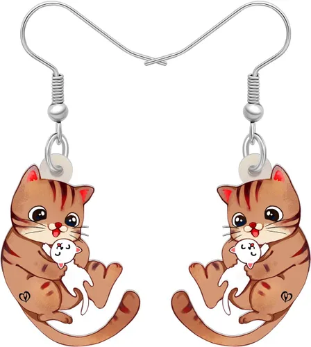 Pendientes de gato de acrílico para mascotas, diseño divertido de 7 colores, regalo encantador para niñas y mujeres por The Bonsny