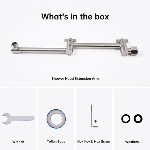 Miniatura 6 de G-Promise Brazo de Extensión para Cabezal de Ducha de 13 Pulgadas, Extensor de Latón Macizo Ajustable en Altura y Ángulo, Eleva o Baja la Ducha
