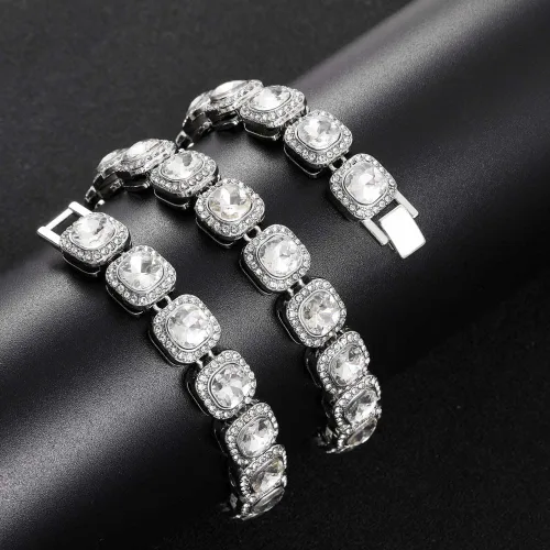 Miniatura 6 de DIDISEE Cadena de eslabones cubanos de oro y plata para mujer, collares de tenis con forma de corazón, cadena de diamantes, collar en capas, collar