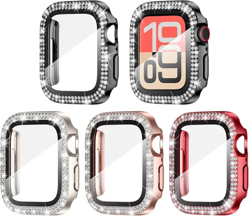 Miniatura 18 de Goton Paquete de 4 Fundas con Diamantes de Imitación para Apple Watch, Protector de 38mm para Series 3/2/1, Funda con Diamantes de Imitación